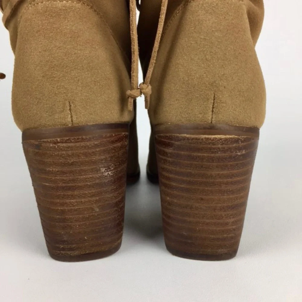 Toms Mila Toffee Suede Leather Ankle Wrap Bootie 8.5